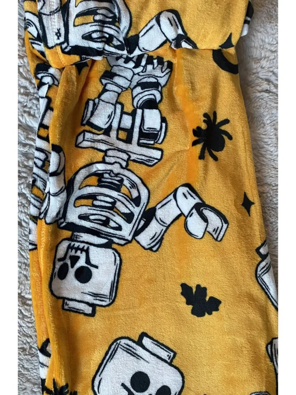 LEGO Skeleton Halloween Plush Throw Blanket 50” X 70” Orange All-Over Print NEW